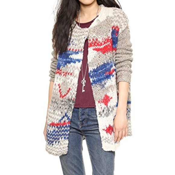 FREE PEOPLE Fireworks Alpaca Knit Wool Silk Cardigan Heavyweight Coat EUC sz S - Picture 16 of 16